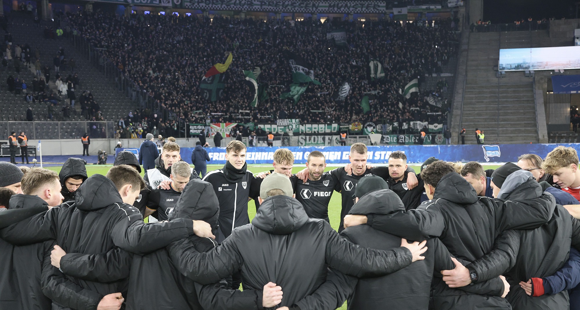 Mit über 5.000 Fans im Rücken reist der SC Preußen Münster zur Berliner Hertha. Das Ziel ist dabei klar: Wie in der vergangenen Saison etwas zählbares mitnehmen. Foto: SCP