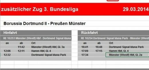 Entlastungszug nach Dortmund