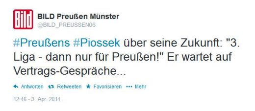 Piossek Zitat bei Bild "3 Liga - dann nur für Preußen"