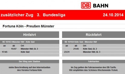 Entlastungszug gegen Fortuna Köln
