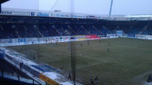 Blick aus dem Gästeblock des Ostseestadions.